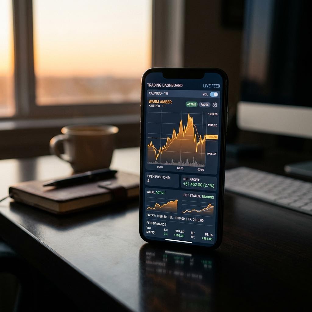 Lykta Sparholm AI-kryptohandelsplattform instrumentpanel på smartphone
